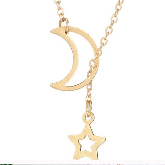 Sweetheart Gold Tone Crescent Moon Necklace. - Picture 5 of 6